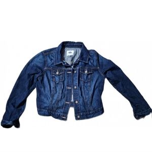 Old Navy Jean Jacket Vintage Y2k Womens L Blue Trucker Preppy Short Waist Grunge
